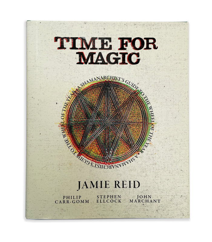 An image of Jamie Reid's TIME FOR MAGIC book, shown straight-on. The book has a magical symbol in the centre of its cover, and is displayed against a white background