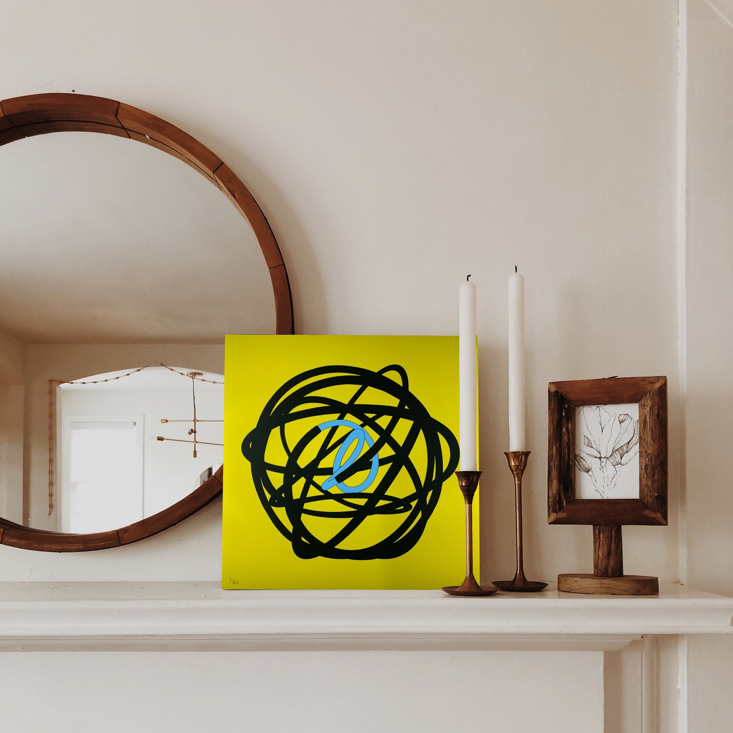 Elevate your art collection with Mark Beattie's Neon Globe (Blue and Yellow). This limited edition Giclée print on 310gsm Hahnemühle German Etching paper, measuring 30 x 30 cm, is part of an exclusive edition of 30. Immerse your space in the captivating interplay of colors and forms, where artistic precision meets limited edition exclusivity.