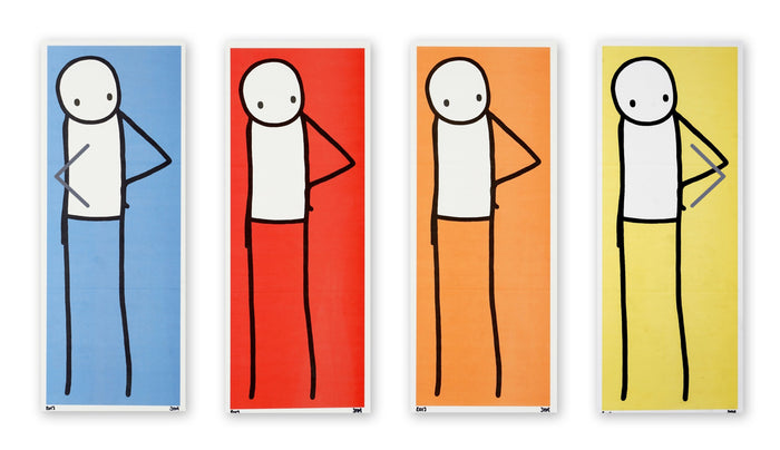 4 stik prints for sale including a blue, red, orange and yellow making up the full set of prints from the Big Issue release in 2013