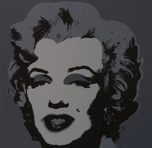 this is an image of a print by sunday b morning after andy warhol titled 'marilyn 11:24'. this artwork features a screenprint of marilyn monroe in greyscale. this is a sunday b morning print for sale.
