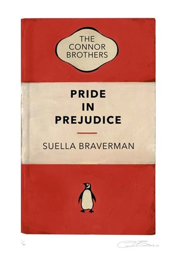 The Connor Brothers, Pride In Prejudice (Suella), 2023 Red and White Pigment print on silkscreen varnish 