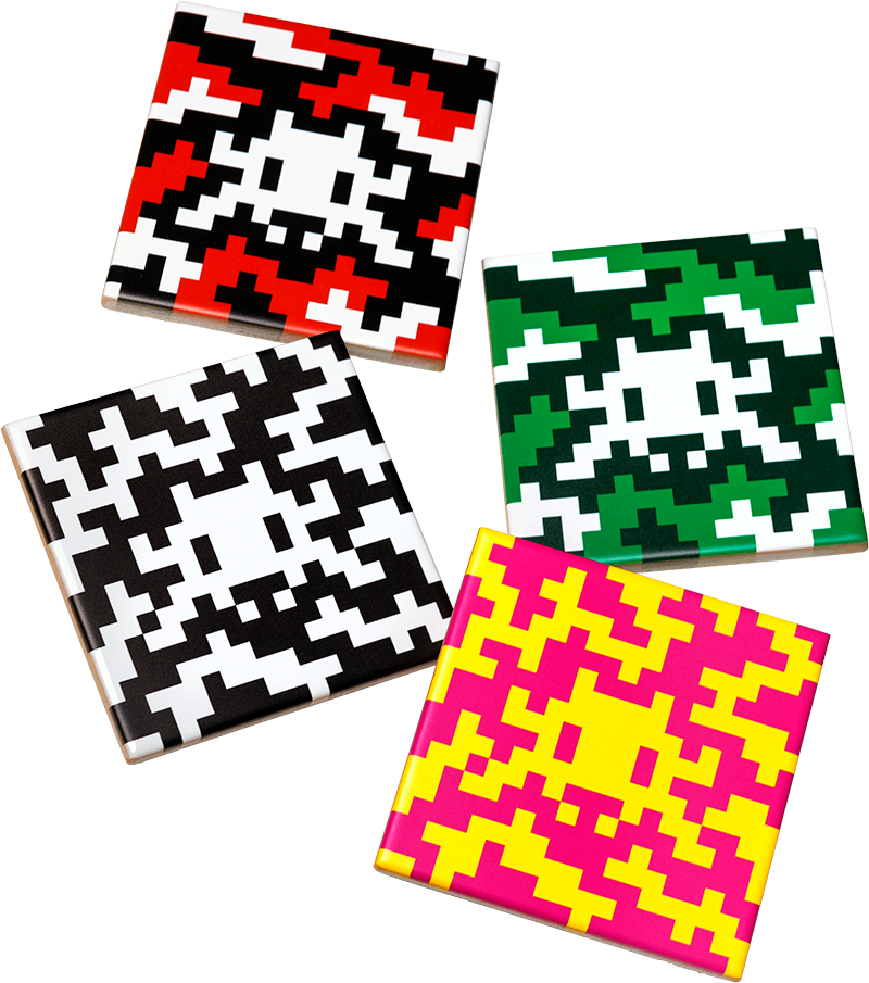 Invader, Set of Camo Space Tiles, 2024