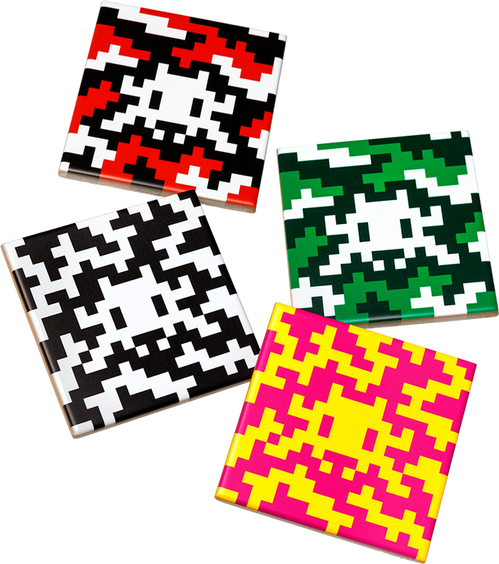 Invader, Set of Camo Space Tiles, 2024