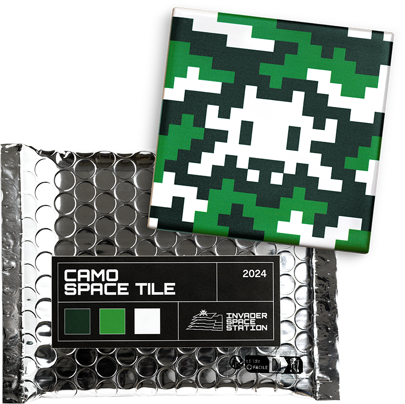 Invader, Set of Camo Space Tiles, 2024