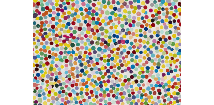 Damien Hirst, The Currency Physical Print For Sale series of enamel coloured dots on paper