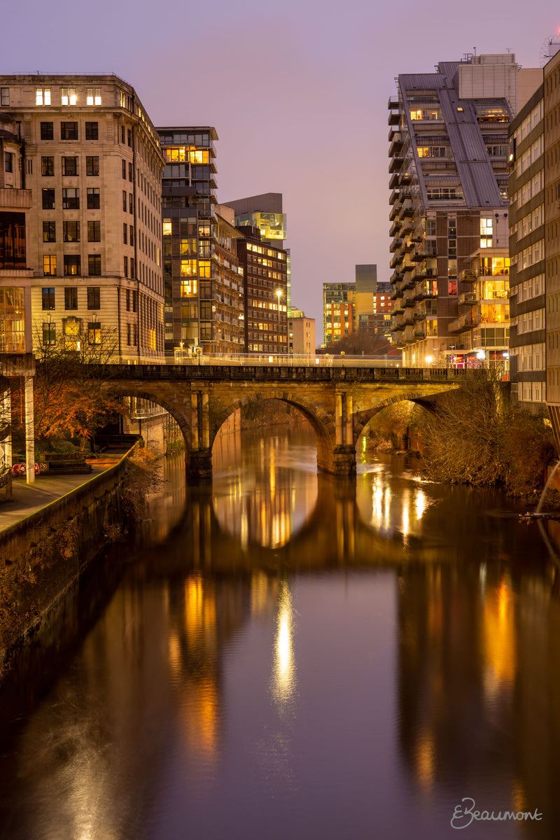 River Irwell Moody Sunset Reflection - Smolensky Gallery