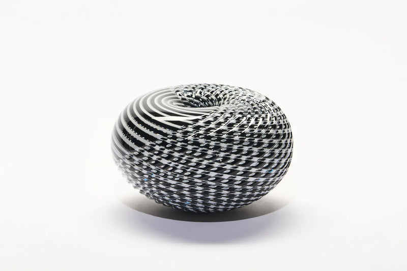 GATHER | Black and White Small Half Cut Woven Basket l - Smolensky Gallery