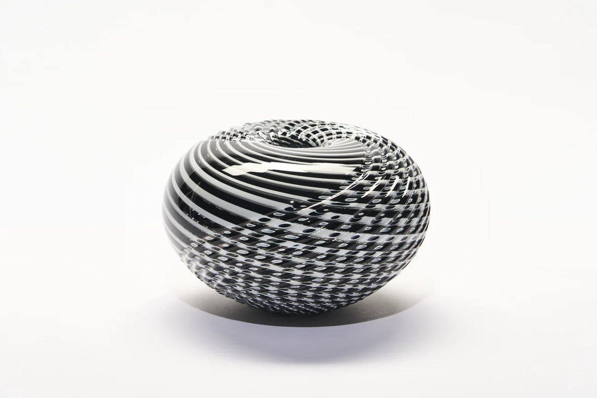 GATHER | Black and White Small Half Cut Woven Basket II - Smolensky Gallery