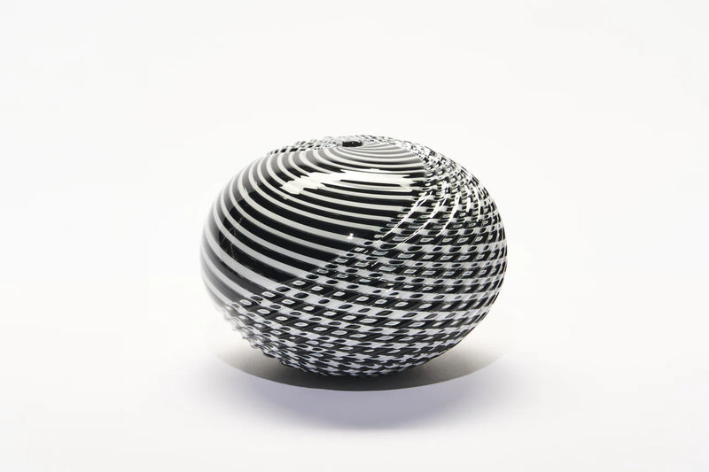 GATHER | Black and White Small Half Cut Woven Sphere - Smolensky Gallery